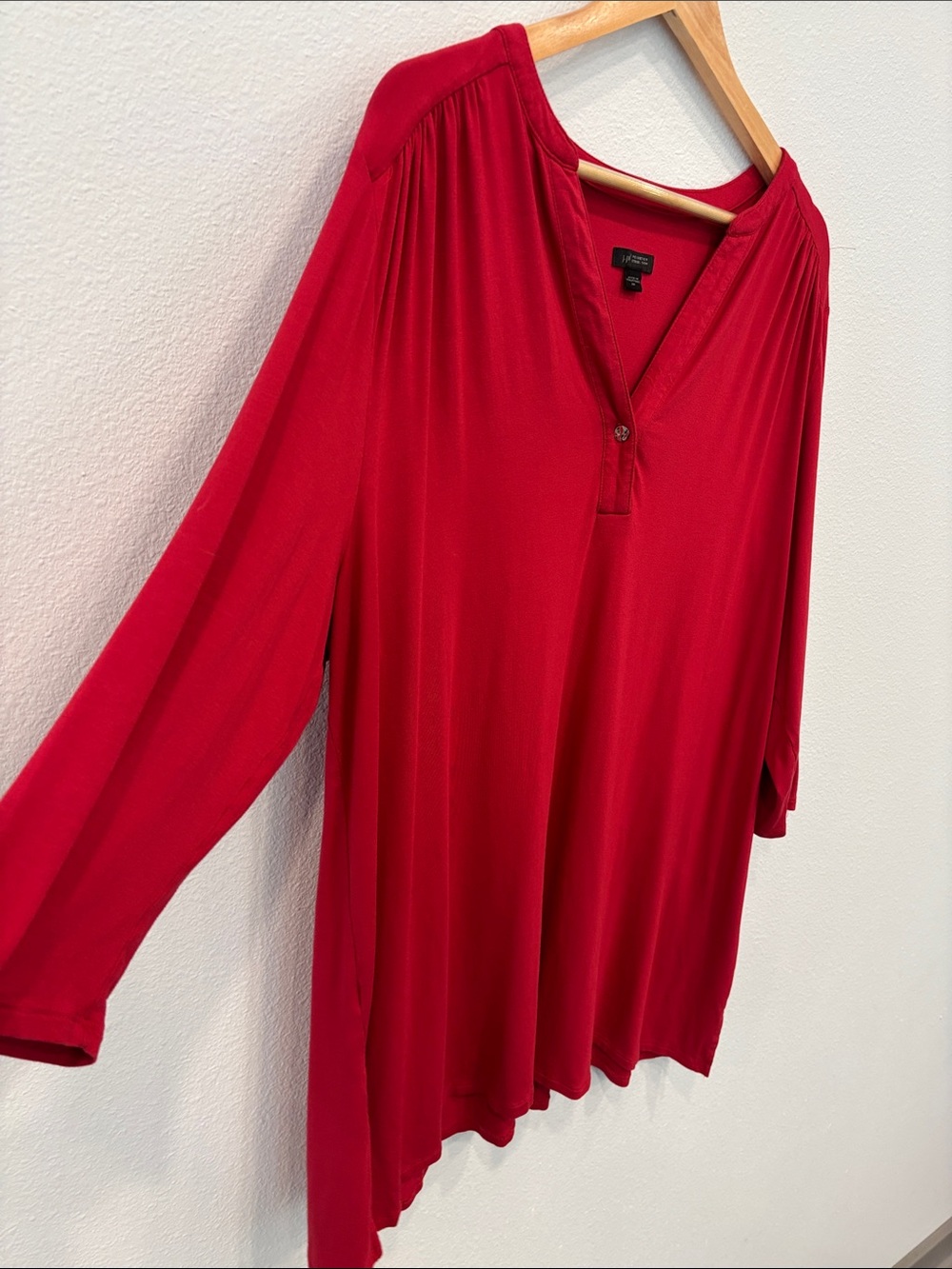 J. Jill Women’s Bright Red V-Neck Tunic Top Size 2X Office - Picture 2 of 8